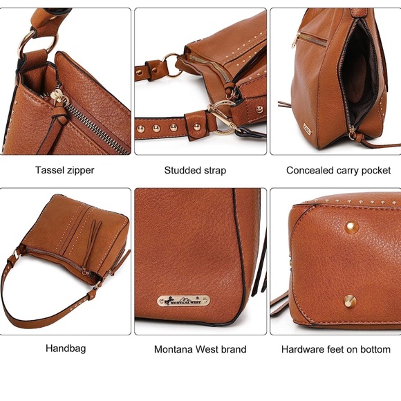 ❤️Montana West Vegan Leather Studded Handbag NWT! Gorgeous! - Picture 4 of 11